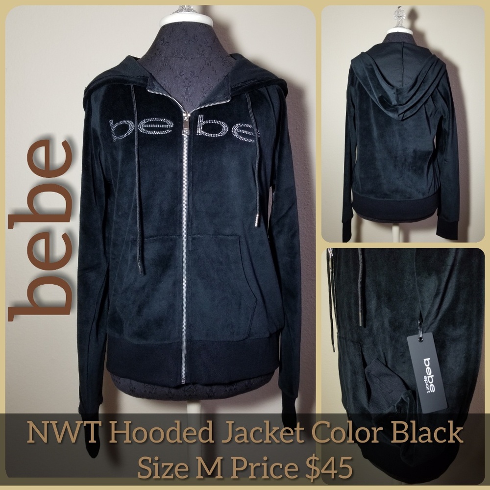 NWT BeBe Women's Velour Hooded Jacket - Picture 1 of 8